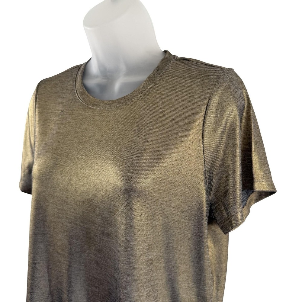 Porridge Shine Glam Tee Shirt Womens Medium Gold Metallic Anthropologie Y2K - Picture 11 of 16